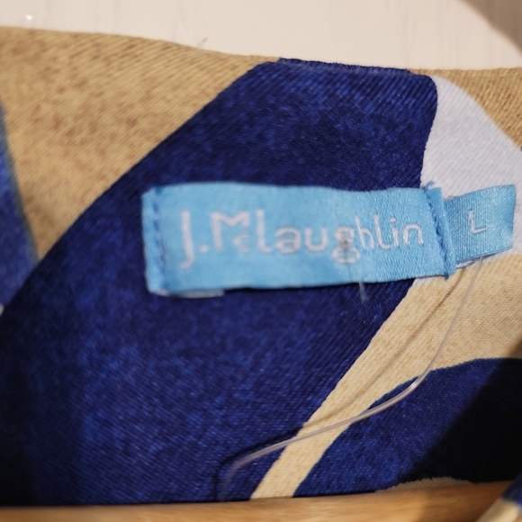 J McLaughlin Sophia Dress Size L Multicolor Slinky Jersey Sheath Catalina Cloth - Picture 3 of 5